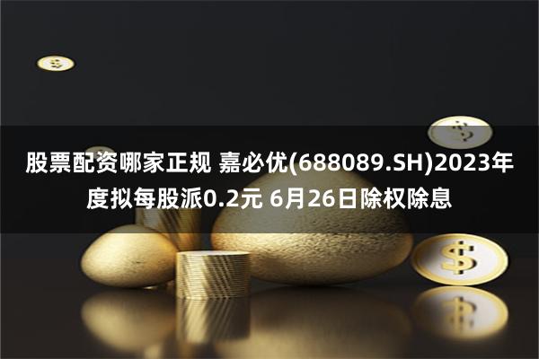 股票配资哪家正规 嘉必优(688089.SH)2023年度拟每股派0.2元 6月26日除权除息