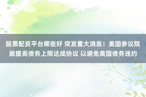 股票配资平台哪些好 突发重大消息！美国参议院就提高债务上限达成协议 以避免美国债务违约