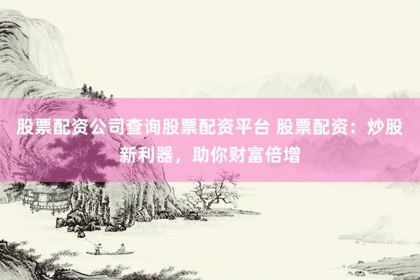 股票配资公司查询股票配资平台 股票配资：炒股新利器，助你财富倍增