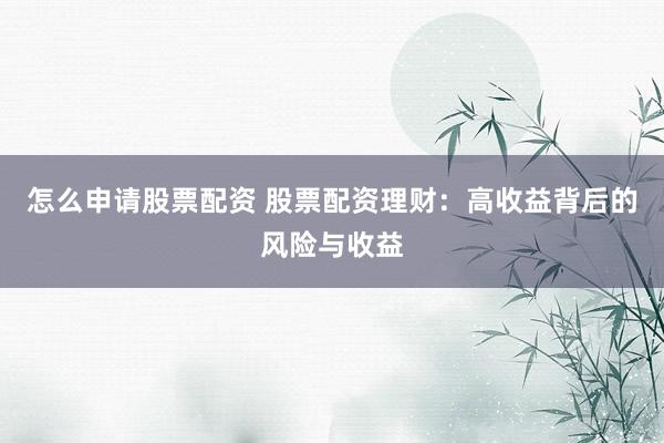 怎么申请股票配资 股票配资理财：高收益背后的风险与收益