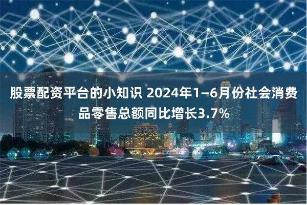 股票配资平台的小知识 2024年1—6月份社会消费品零售总额同比增长3.7%
